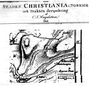 Offiser Hagelstam tegnet et kart over området i 1816