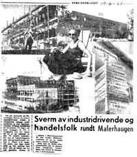 Flere avisutklipp som omhandler industrien som vokste uhemmet rundt 1960.